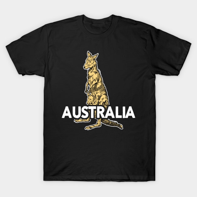 Australian Kangaroo - Nature Illustration T-Shirt by encyclo